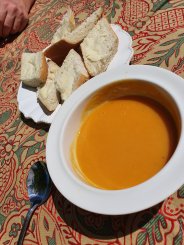 Homemade Butternut Squash soup and crusty bread